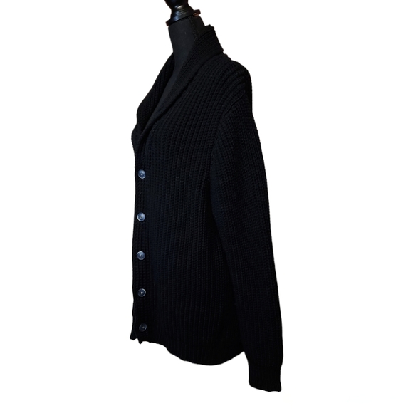 ROMEO GIGLI Wool Black Chunky Knit Slouchy Oversized Boyfriend Cardigan Sweater - Picture 3 of 7